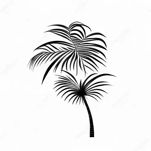 A minimalist tattoo of a palm tree standing tall in the mountains, representing the client's love for both the sea and mountains tattoo design idea