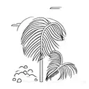 A minimalist tattoo of a palm tree standing tall in the mountains, representing the client's love for both the sea and mountains tattoo design idea