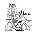 A minimalist tattoo of a palm tree standing tall in the mountains, representing the client's love for both the sea and mountains tattoo design idea