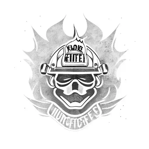 motorcycle logo for a friends group , with firefighter elements and must have a helmet tattoo design idea