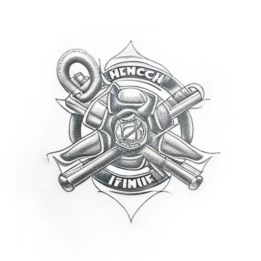motorcycle logo for a friends group , with firefighter elements and must have a helmet tattoo design idea