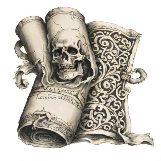 old scroll that it was burned in one extreme tattoo design idea