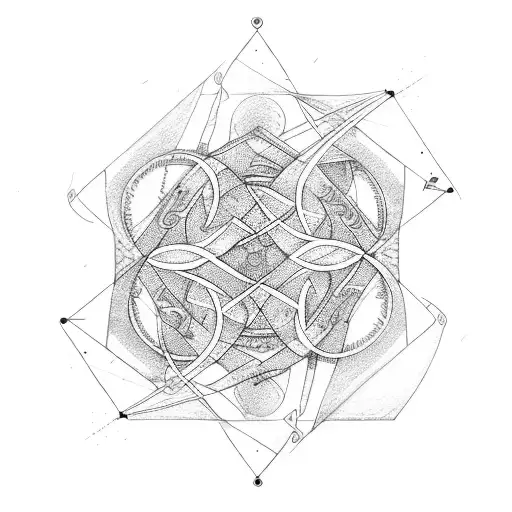 A running track intertwined with mathematical equations tattoo design idea