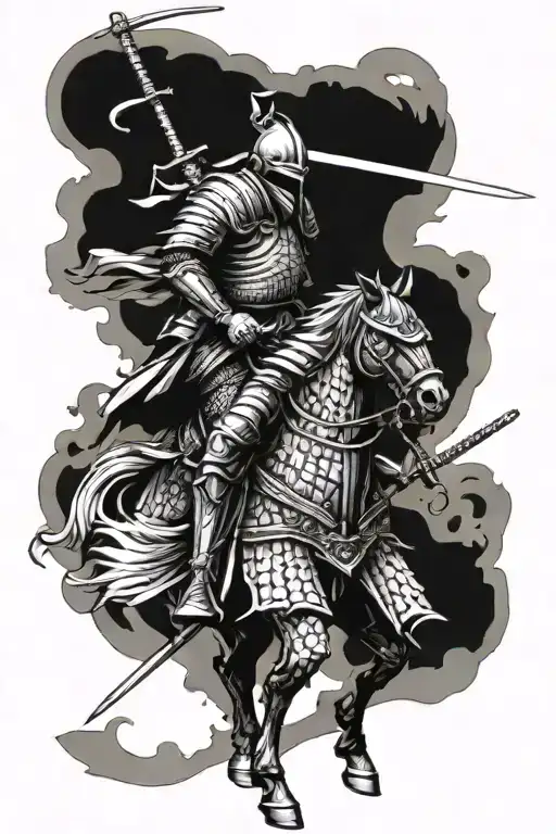 Knight vs samurai tattoo design idea