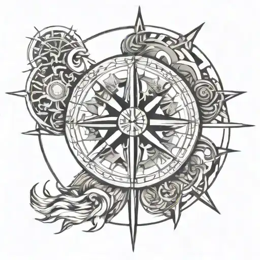 viking, meaning, truth, morality compass tattoo design idea