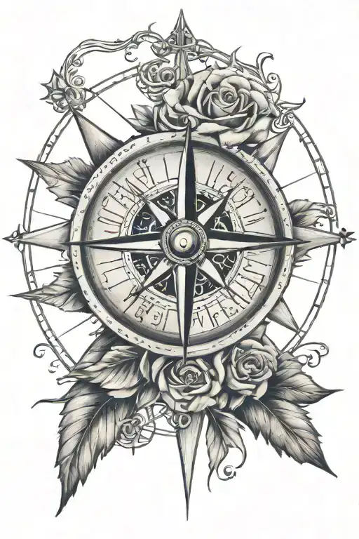 rose compass that north points to friends  tattoo design idea
