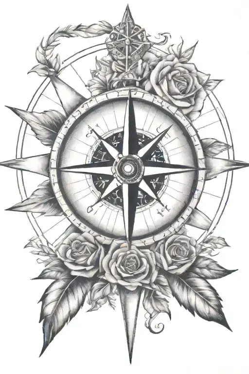 rose compass that north points to friends  tattoo design idea