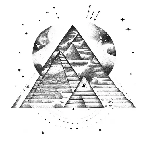 pyramid hieroglyphics hourglass galaxy night sky tattoo design idea