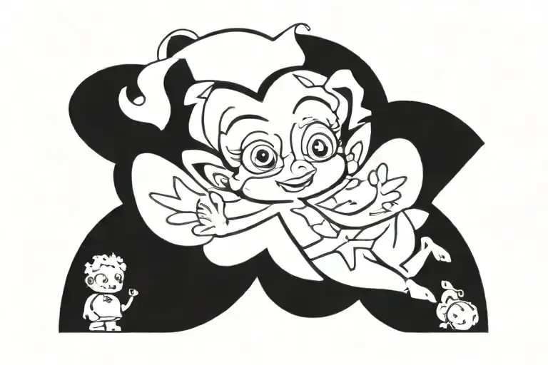 Betty boop with wings flying tattoo design idea