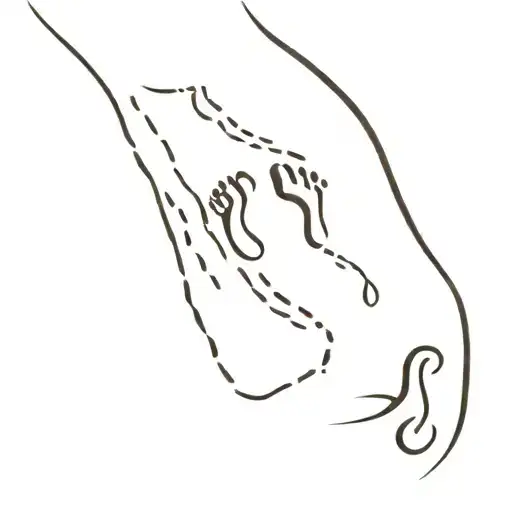 Footprints in the sand flowing tattoo design idea