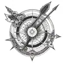 A dotwork mandala design featuring elements of Artemis's bow and arrow, symbolizing focus and precision in healthcare tattoo design idea