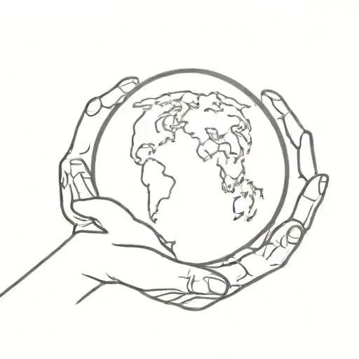 Earth globe Watch hand reaching tattoo design idea