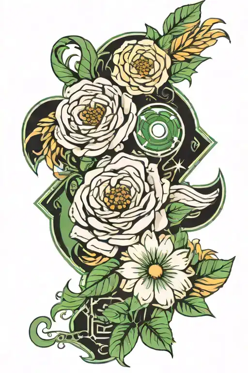 the great gatsby tatto arm daisy and green lantern tattoo design idea