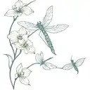 dragonfly, orchid, paw print, ocean, tattoo design idea