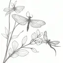 dragonfly, orchid, paw print, ocean, tattoo design idea