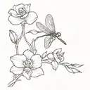 dragonfly, orchid, paw print, ocean, tattoo design idea