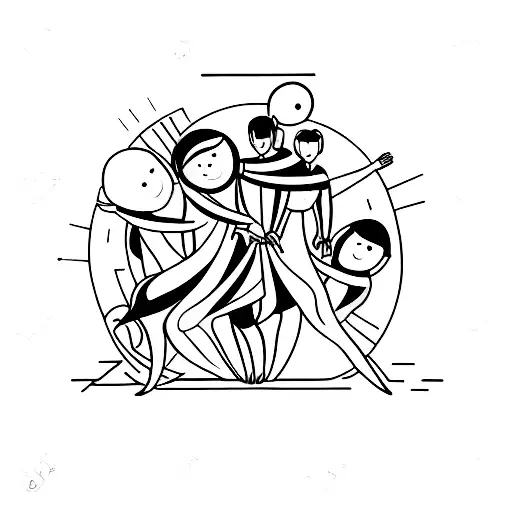A group of friends holding hands in a circle tattoo design idea