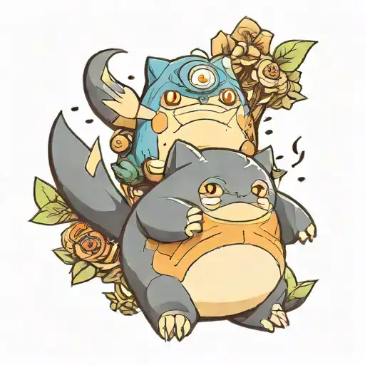 snorlax and munchlax tattoo design idea