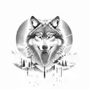 black howling wolf tattoo design idea