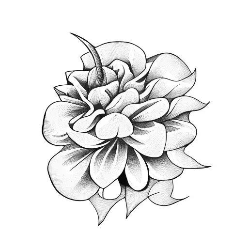 Anchor with 2 little dahlia flowers tattoo design idea