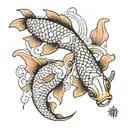 two koi fish, scale in the middle, Libra constellations  tattoo design idea