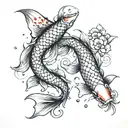 two koi fish, scale in the middle, Libra constellations  tattoo design idea