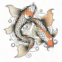 two koi fish, scale in the middle, Libra constellations  tattoo design idea