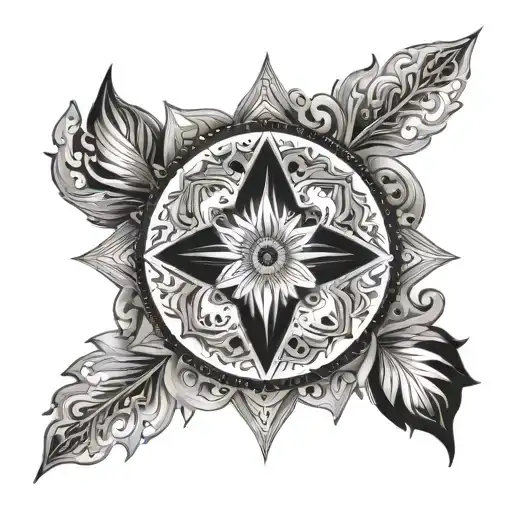 A beautiful mandala design incorporating elements of the Israeli Mount Harbel, rays of light, and the Oz decoration tattoo design idea
