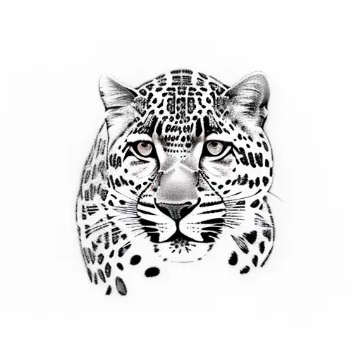 quiet leopard creeping in the forest  tattoo design idea