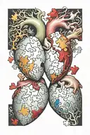 2 puzzle pieces made out of real heart tattoo design idea
