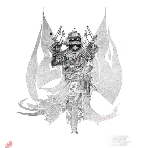 Cyberpunk robin hood tattoo design idea