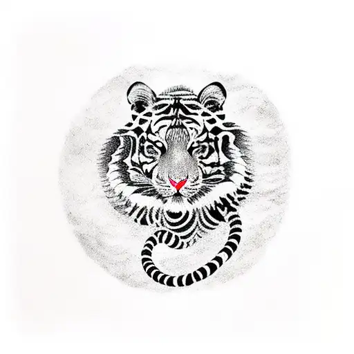 Bengalis tiger in a serpeant spiral body tattoo design idea