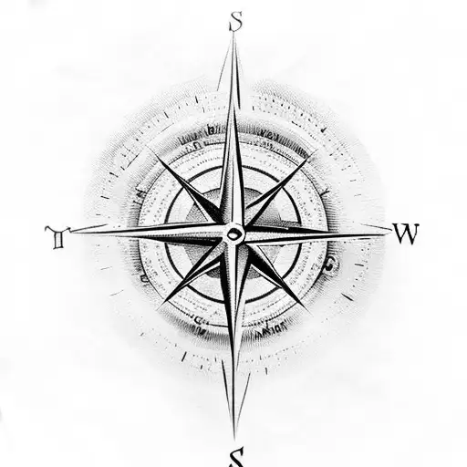 A mystical Harry Potter-inspired compass pointing towards the Toronto skyline tattoo design idea