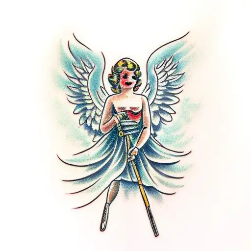Angel with good and bad side tattoo design idea