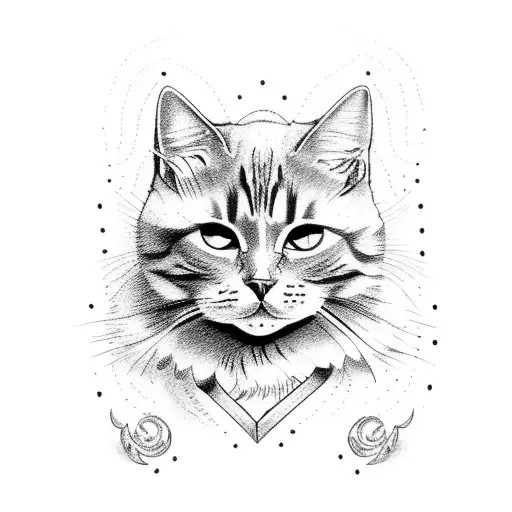 funny cat tattoo design idea