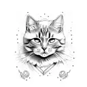 funny cat tattoo design idea