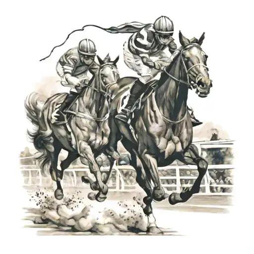 race horses and jockey horse racing tattoo design idea