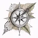Design a tattoo featuring a compass and map of Malta for a sense of adventure, olive branch. knighted of malta cross  tattoo design idea