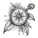 Design a tattoo featuring a compass and map of Malta for a sense of adventure, olive branch. knighted of malta cross  tattoo design idea