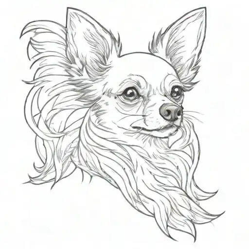a long haired chihuahua tattoo design idea