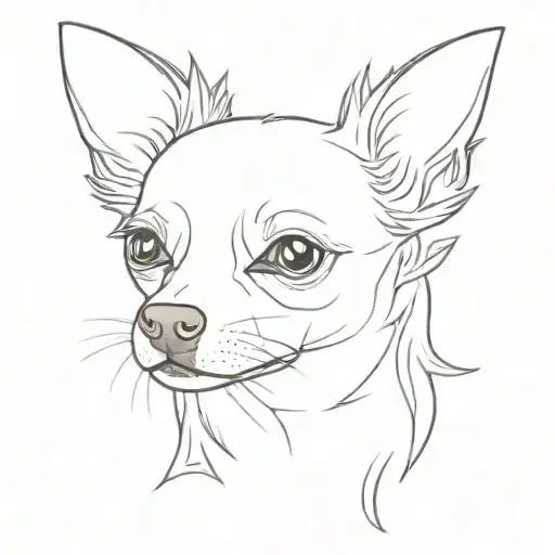 outline of a long haired chihuahua tattoo design idea
