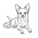 outline of a long haired chihuahua tattoo design idea