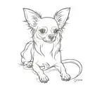 outline of a long haired chihuahua tattoo design idea