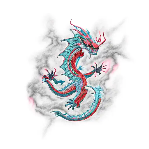 Dragon cyberpunk tattoo design idea