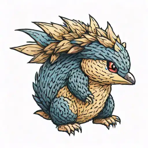 a tattoo of the pokemon Cyndaquil made of yarn tattoo design idea
