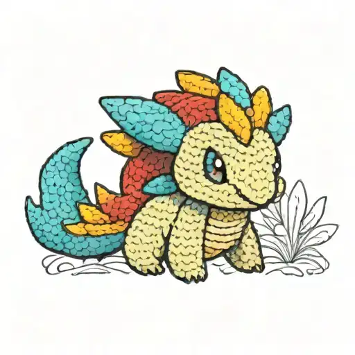 three dimensional crochet pokemon Cyndaquil tattoo design idea