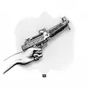 hand holding ak 47  tattoo design idea