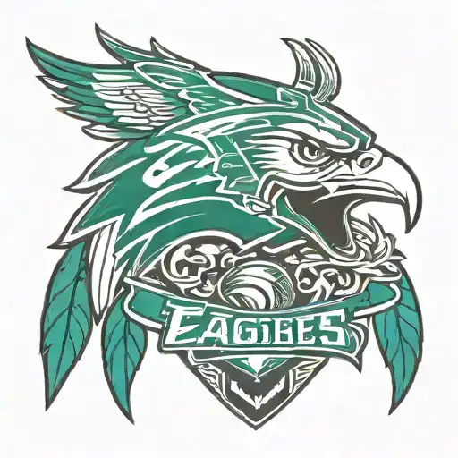 word 'K Fat' Philadelphia eagles face covering tattoo design idea
