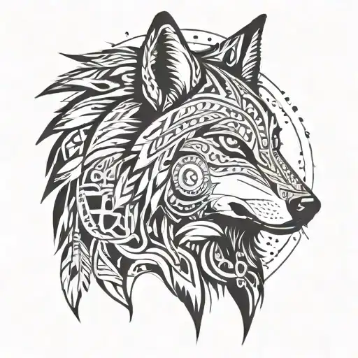 wolf indian tattoo design idea