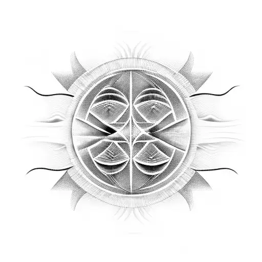 A tribal-inspired design of sound waves forming a beach sunset tattoo design idea